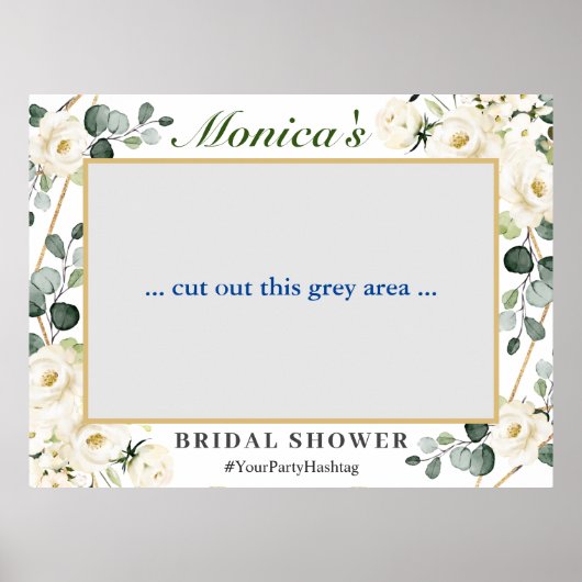 Witte Rozen Eucalyptus Bruiloftsborrel Foto Prop Poster (Voorkant)