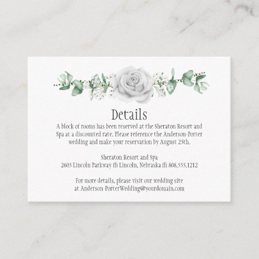 Witte Rozen Eucalyptus Detail Behuizing Kaarten (Voorkant)