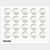 Witte rozen | Eucalyptus Floral Ronde Sticker (Vel)