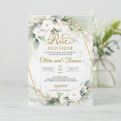 Witte rozen Eucalyptus Gold lijst stijgt en shijn Kaart (Staand voorkant)