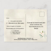 Witte Rozen & Eucalyptus Goud Bruiloft RSVP Briefkaart (Achterkant)