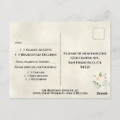 Witte Rozen & Eucalyptus Goud Bruiloft RSVP Briefkaart (Achterkant)