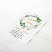 Witte rozen | Eucalyptus Greenery Afstuderen 2023 Folie Uitnodiging (Gedraaid)