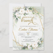 Witte rozen Eucalyptus greenery faux gold lijst Kaart (Voorkant)