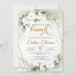 Witte rozen Eucalyptus greenery faux gold lijst Kaart