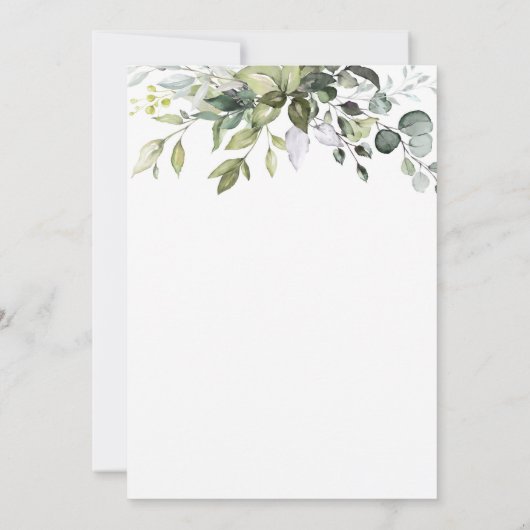 Witte rozen Eucalyptus greenery gouden ovaal Brida Kaart (Achterkant)