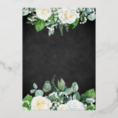 Witte rozen | Eucalyptus Greenery Graduy Party Folie Uitnodiging (Achterkant)