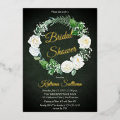 Witte rozen | Eucalyptus Greenery Vrijgezellenfees Folie Uitnodiging (Voorkant)