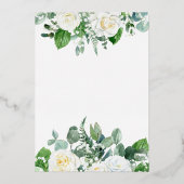 Witte rozen | Eucalyptus Greenery Vrijgezellenfees Folie Uitnodiging (Achterkant)