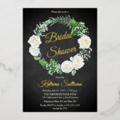 Witte rozen | Eucalyptus Greenery Vrijgezellenfees Folie Uitnodiging (Voorkant)