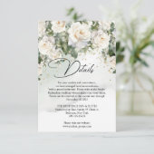  witte rozen eucalyptus groen en goud informatiekaartje (Staand voorkant)