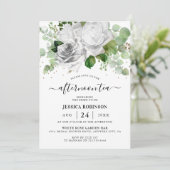 Witte rozen & Eucalyptus groen middagthee Kaart (Staand voorkant)