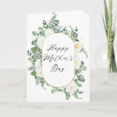 Witte rozen | Eucalyptus Happy Moederdag Kaart (Voorkant)
