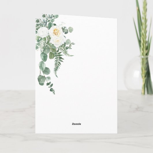 Witte rozen | Eucalyptus Happy Moederdag Mam Kaart (Achterkant)