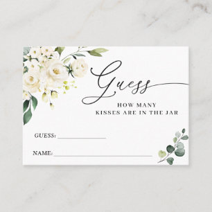 Witte rozen Eucalyptus raden hoeveel Kaart van het Visitekaartje