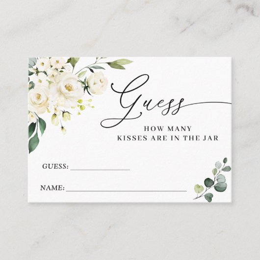 Witte rozen Eucalyptus raden hoeveel Kaart van het Visitekaartje (Voorkant)