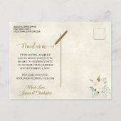 Witte Rozen & Eucalyptus Trouw Save the Date Aankondigingskaart (Achterkant)