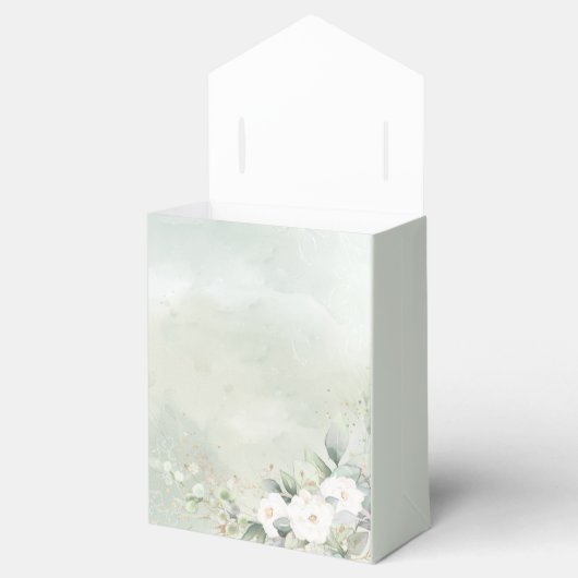 witte rozen eucalyptus verlaat bruiloft bedankdoosjes (Geopend)