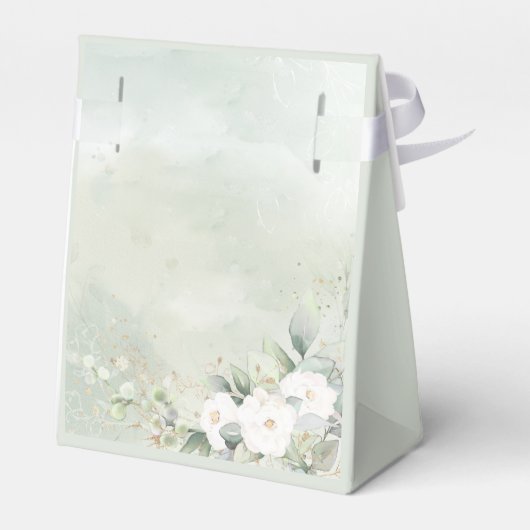 witte rozen eucalyptus verlaat bruiloft bedankdoosjes (Achterkant)