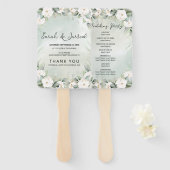 witte rozen eucalyptus verlaat bruiloft handwaaier (Voorkant en achterkant)