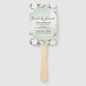 witte rozen eucalyptus verlaat bruiloft handwaaier (Voorkant)