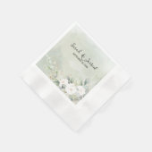 witte rozen eucalyptus verlaat bruiloft servet (Hoek)