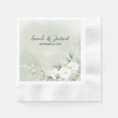 witte rozen eucalyptus verlaat bruiloft servet (Voorkant)