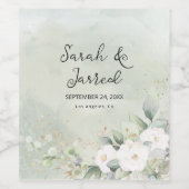 witte rozen eucalyptus verlaat bruiloft wijn etiket (Enkel label)