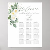 Witte rozen | Eucalyptus Wedding Seating Chart Poster (Voorkant)