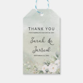 Witte Rozen Eucalyptusbladeren Bruiloft Cadeaulabel (Voorkant)