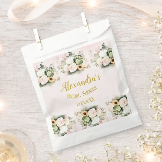 Witte Rozen Fallen Pompoenen Bedankzakje (Geknipt)