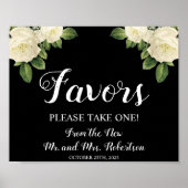 Witte Rozen | Favorieten Bruidsfeest Bruiloft Bord Poster (Voorkant)