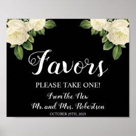 Witte Rozen | Favorieten Bruidsfeest Bruiloft Bord Poster