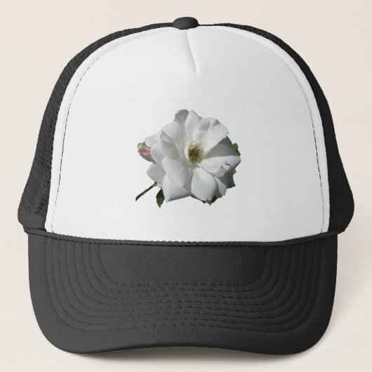Witte Rozen Feest Bruiloft Bloesem Bestemming Trucker Pet (Voorkant)