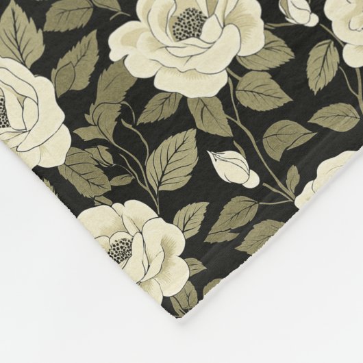 Witte rozen fleece deken (Hoek)