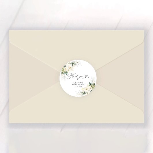 Witte rozen Floral Classic Round Sticker