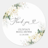 Witte rozen Floral Classic Round Sticker (Voorkant)