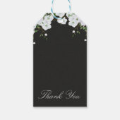 Witte rozen Floral & houtskool Grijze Elegant Favo Cadeaulabel (Voorkant)