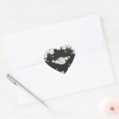 Witte rozen Floral & houtskool Grijze Elegant Favo Hart Sticker (Envelop)