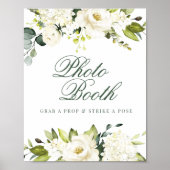 Witte Rozen Fotocabine Bord  Poster (Voorkant)
