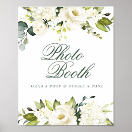 Witte Rozen Fotohokje Bord  Poster
