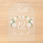 Witte Rozen Frame Acrylaat Tafelnummer (Voorkant)