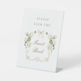 Witte Rozen Frame Guestbook Staand Bord Reclamebord Met Voetstuk