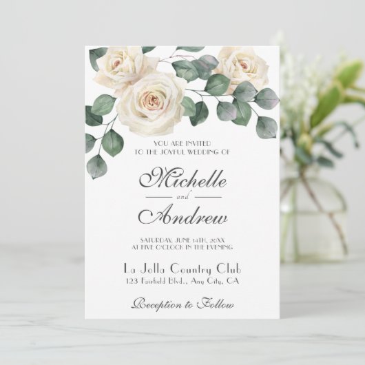 Witte Rozen Garden Weddenschap Kaart (Staand voorkant)