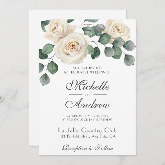 Witte Rozen Garden Weddenschap Kaart (Voorkant / Achterkant)