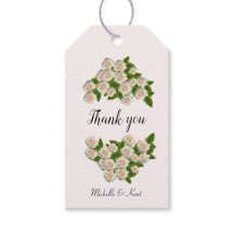 Witte rozen Gepersonaliseerd Dank je cadeau Label