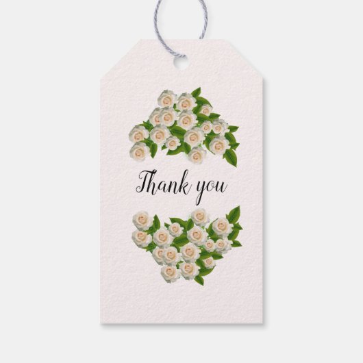 Witte rozen Gepersonaliseerd Dank je cadeau Label Cadeaulabel (Achterkant)