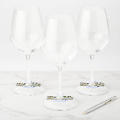Witte rozen gepersonaliseerd wijnglaslabel (Set)