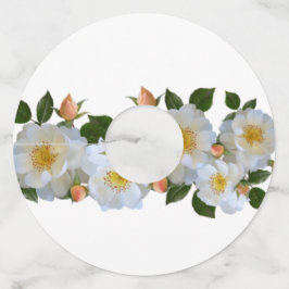 Witte rozen gepersonaliseerd wijnglaslabel