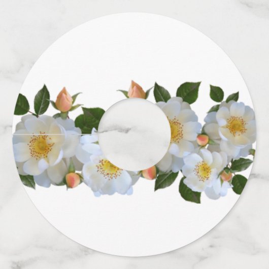 Witte rozen gepersonaliseerd wijnglaslabel (Voorkant)